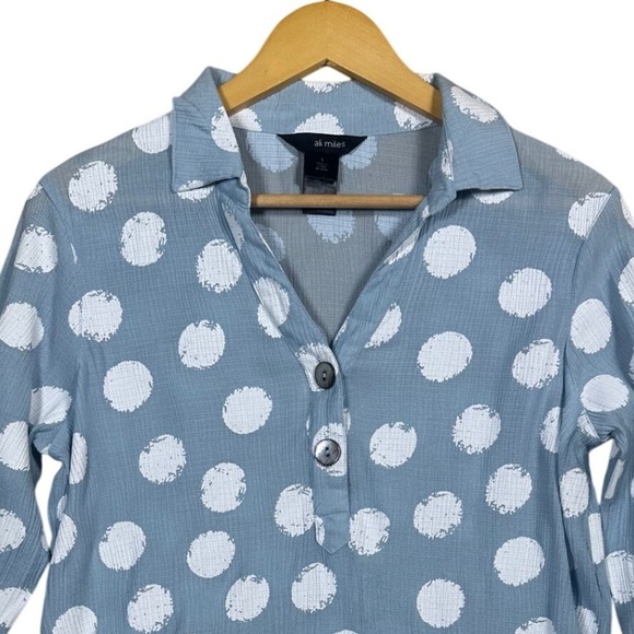 Ali Miles Women's Polka Dot Long Sleeve Collared Button Up Shirt Size S - Picture 2 of 8